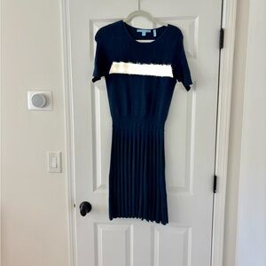 Draper James Navy and White Knit Dress